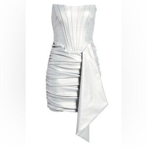 LAVISH ALICE Metallic Vegan Leather Corset Mini Dress